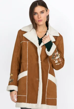 Women Johnny Was Acacia Suede Sherpa Coat