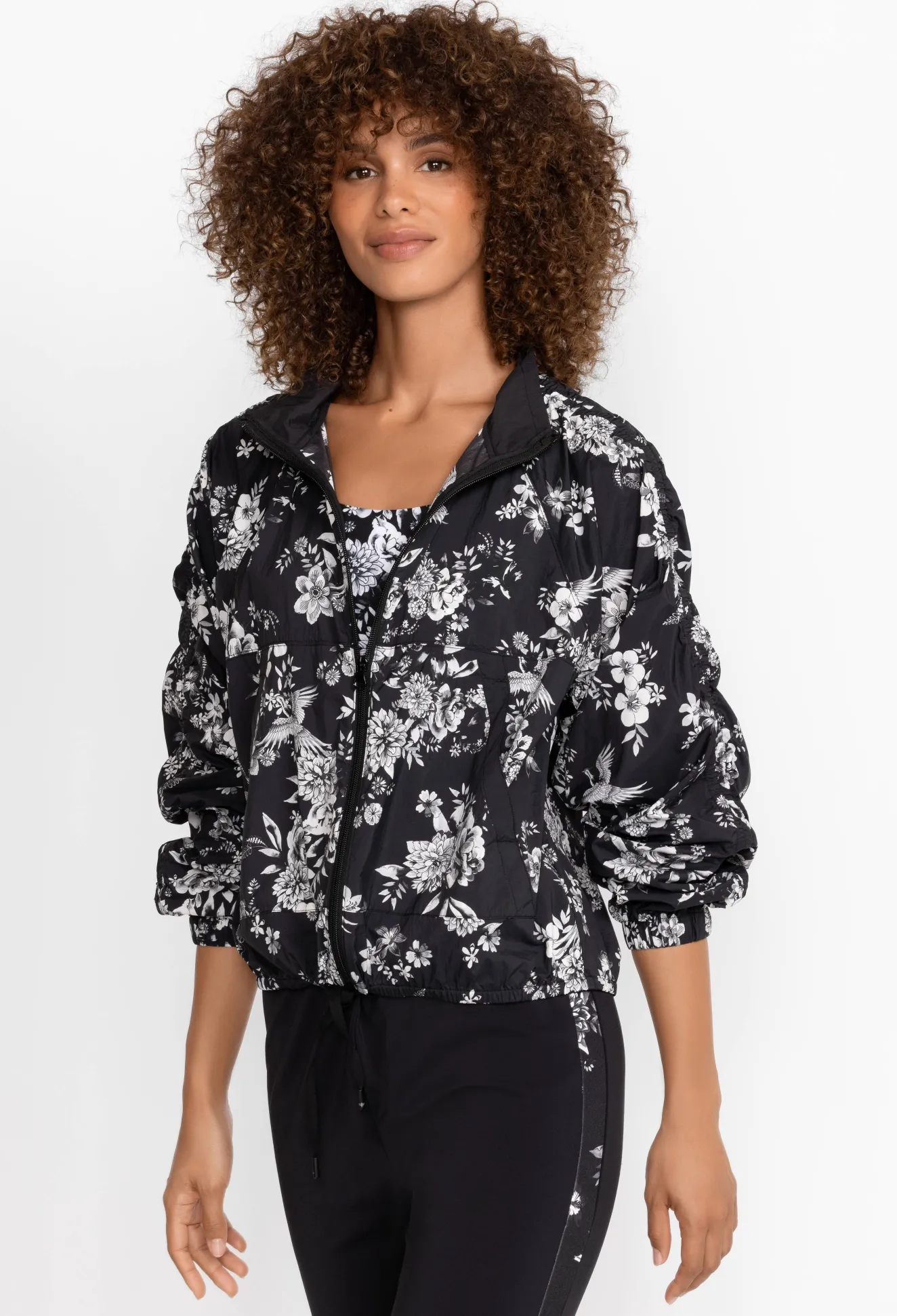 Women Johnny Was Bee Active Ruched Sleeve Parachute Jacket