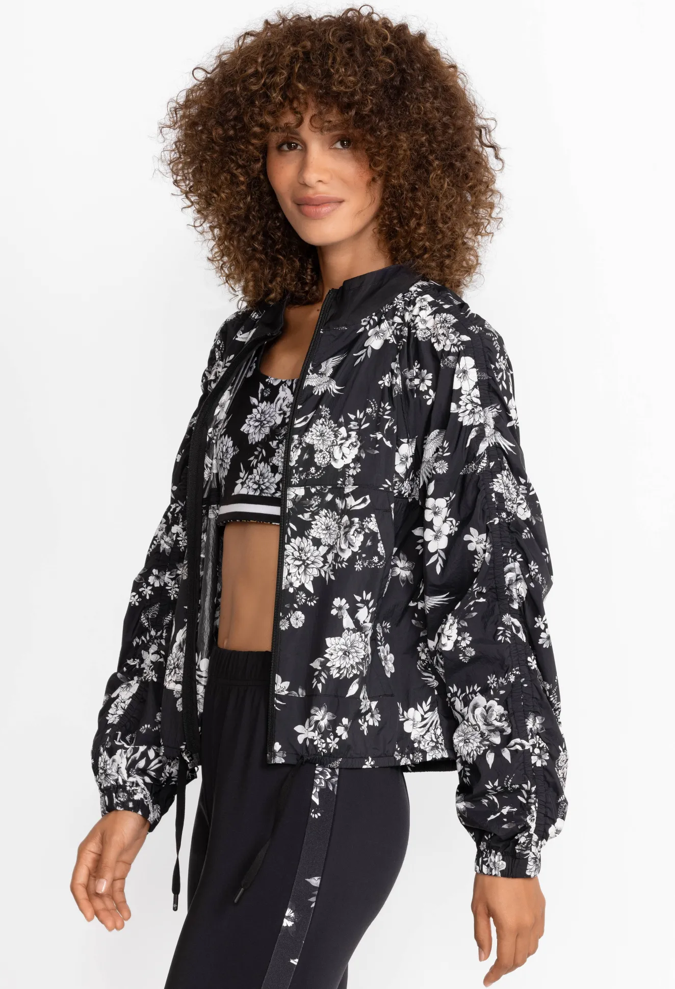 Women Johnny Was Bee Active Ruched Sleeve Parachute Jacket