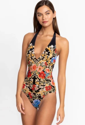 Women Johnny Was Black Royal Halter One Piece