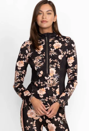 Women Johnny Was Blocked Athletic Mock Neck Pullover