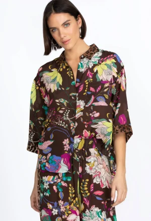 Women Johnny Was Boxy Silk Shirt
