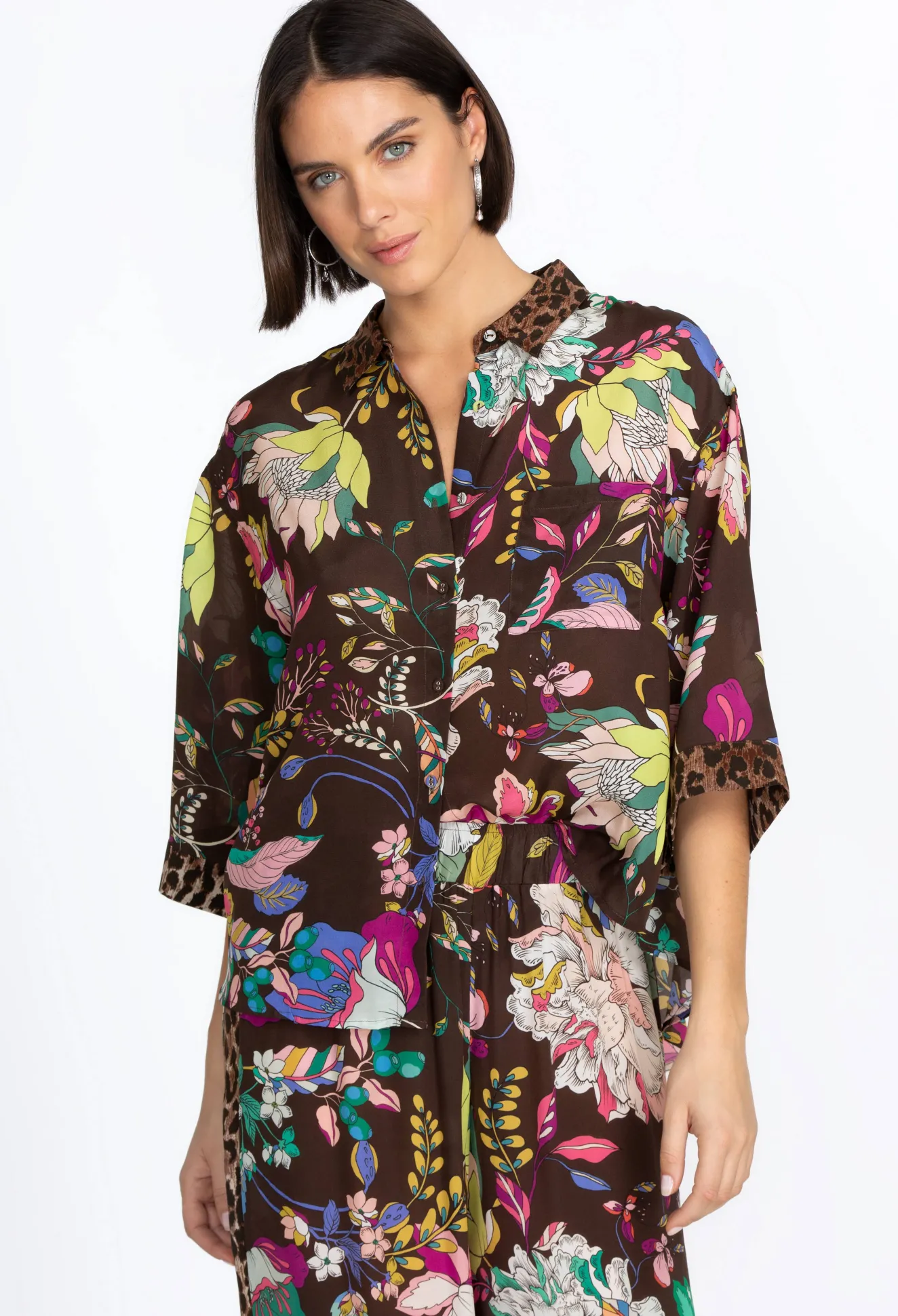 Women Johnny Was Boxy Silk Shirt