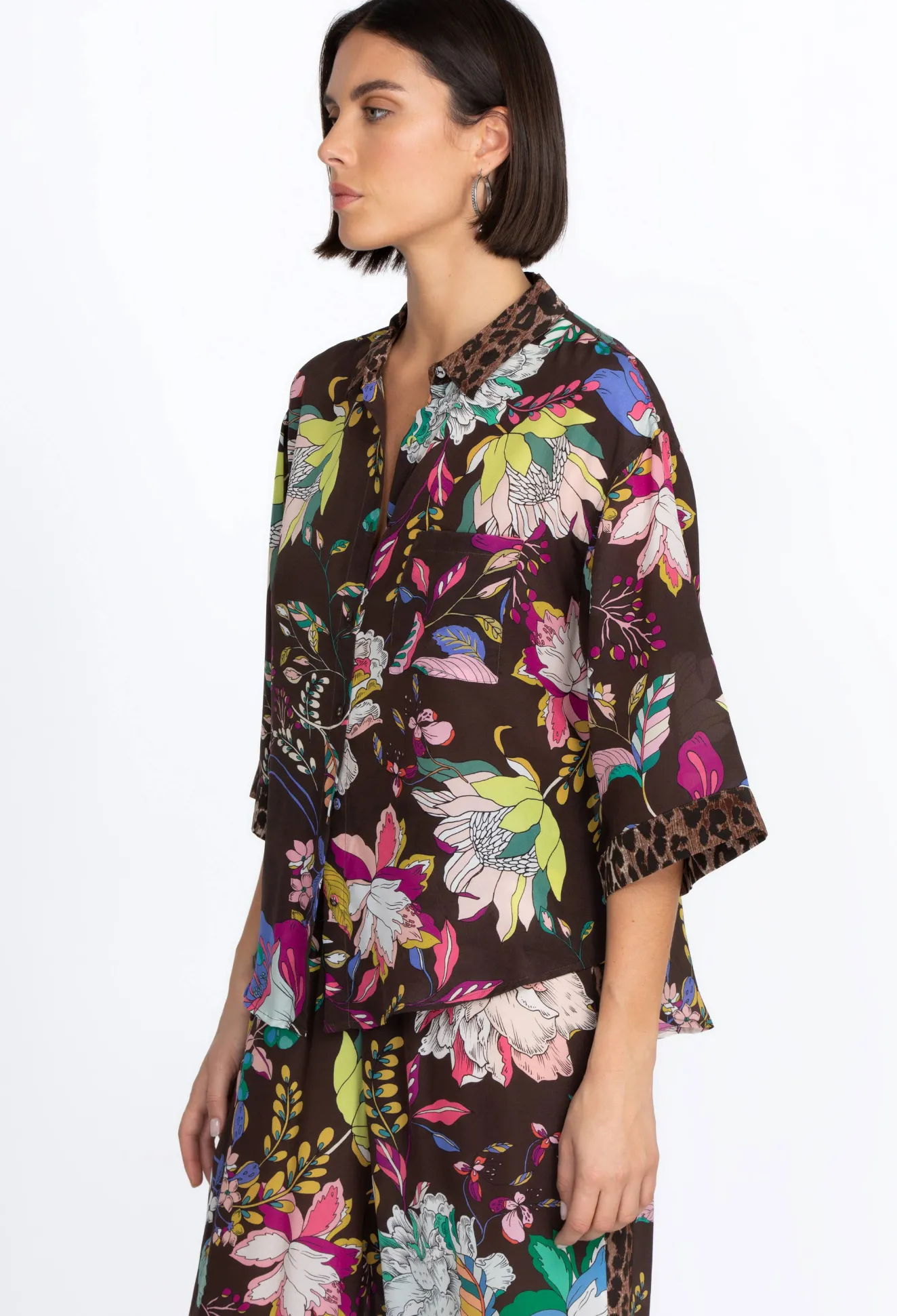 Women Johnny Was Boxy Silk Shirt