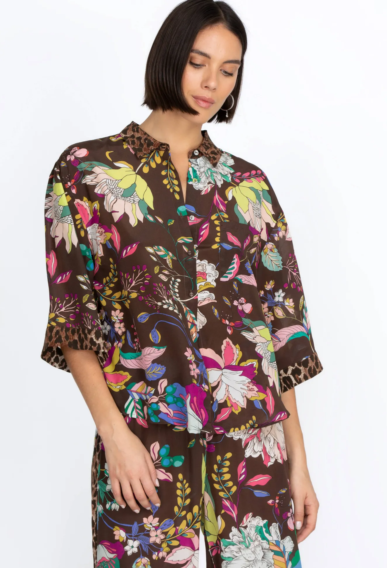 Women Johnny Was Boxy Silk Shirt