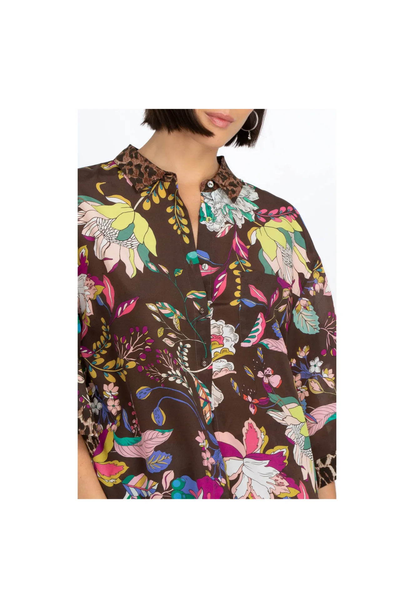 Women Johnny Was Boxy Silk Shirt