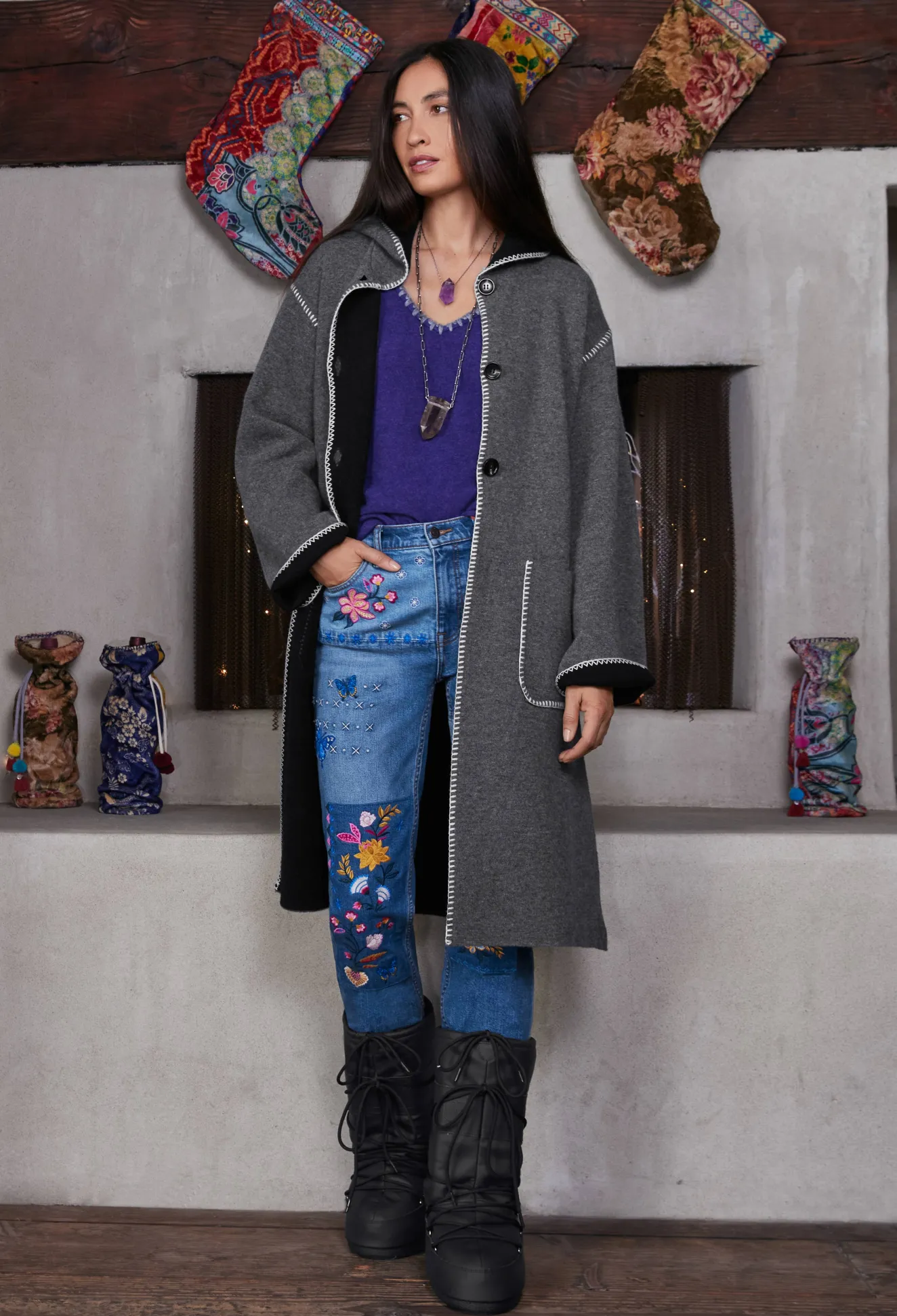 Women Johnny Was Calme Wool Coat