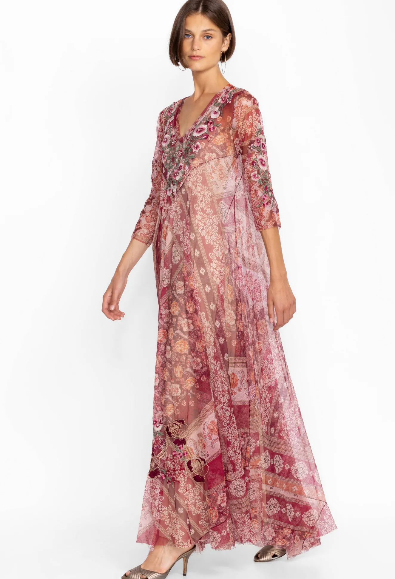 Women Johnny Was Cardinal Mesh Dress (Slip)