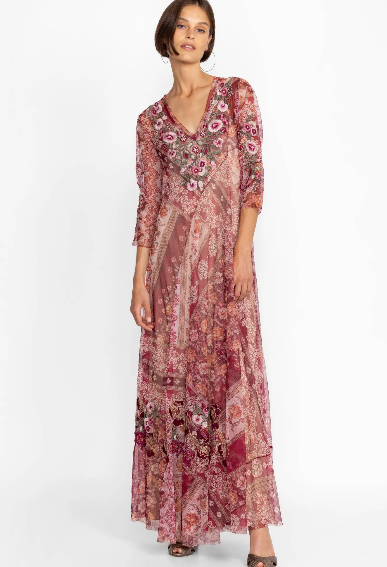 Women Johnny Was Cardinal Mesh Dress (Slip)