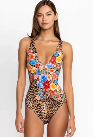 Women Johnny Was Cheetah Cross Back One Piece