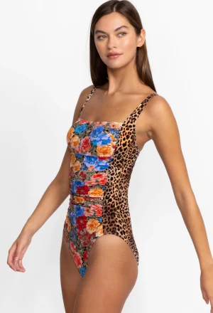 Women Johnny Was Cheetah Ruched One Piece