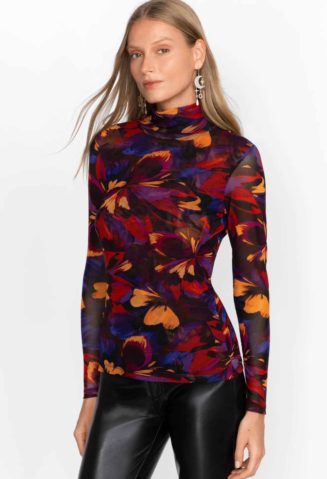 Women Johnny Was Eclipse Blooms Mesh Tee