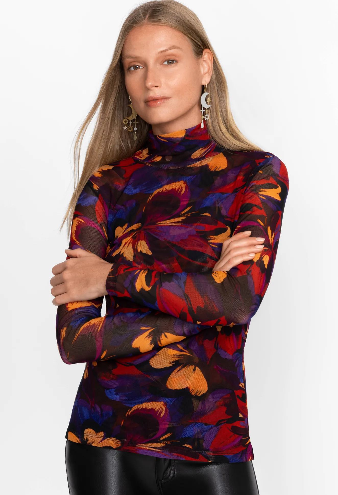 Women Johnny Was Eclipse Blooms Mesh Tee