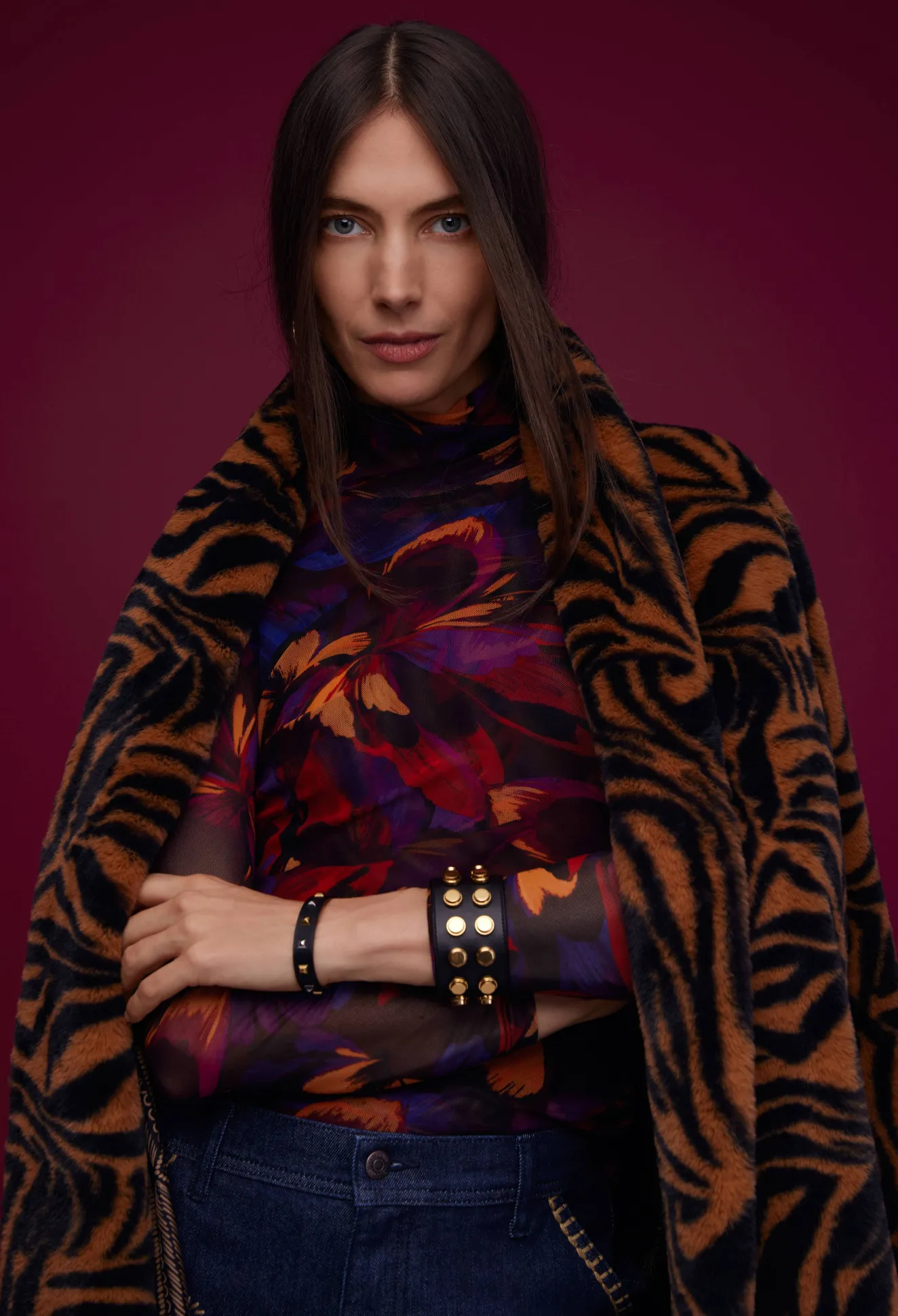 Women Johnny Was Eclipse Blooms Mesh Tee