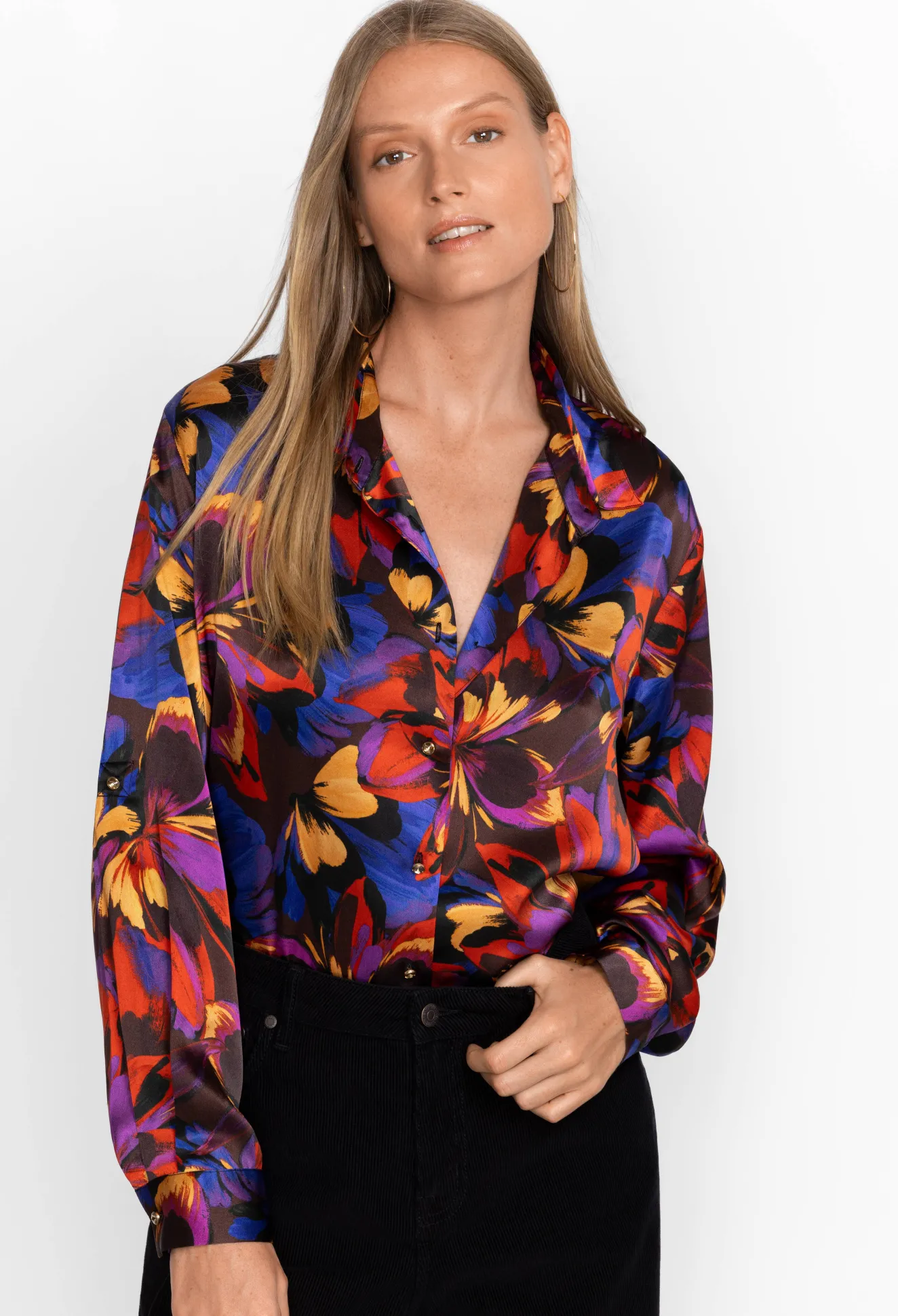 Women Johnny Was Eclipse Blooms Silk Shirt