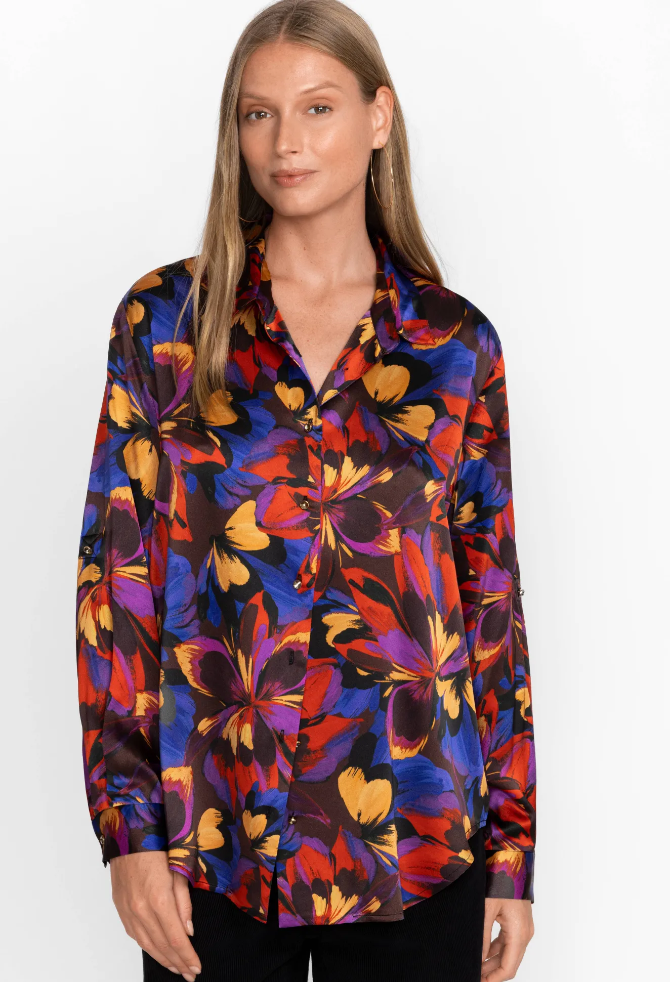 Women Johnny Was Eclipse Blooms Silk Shirt