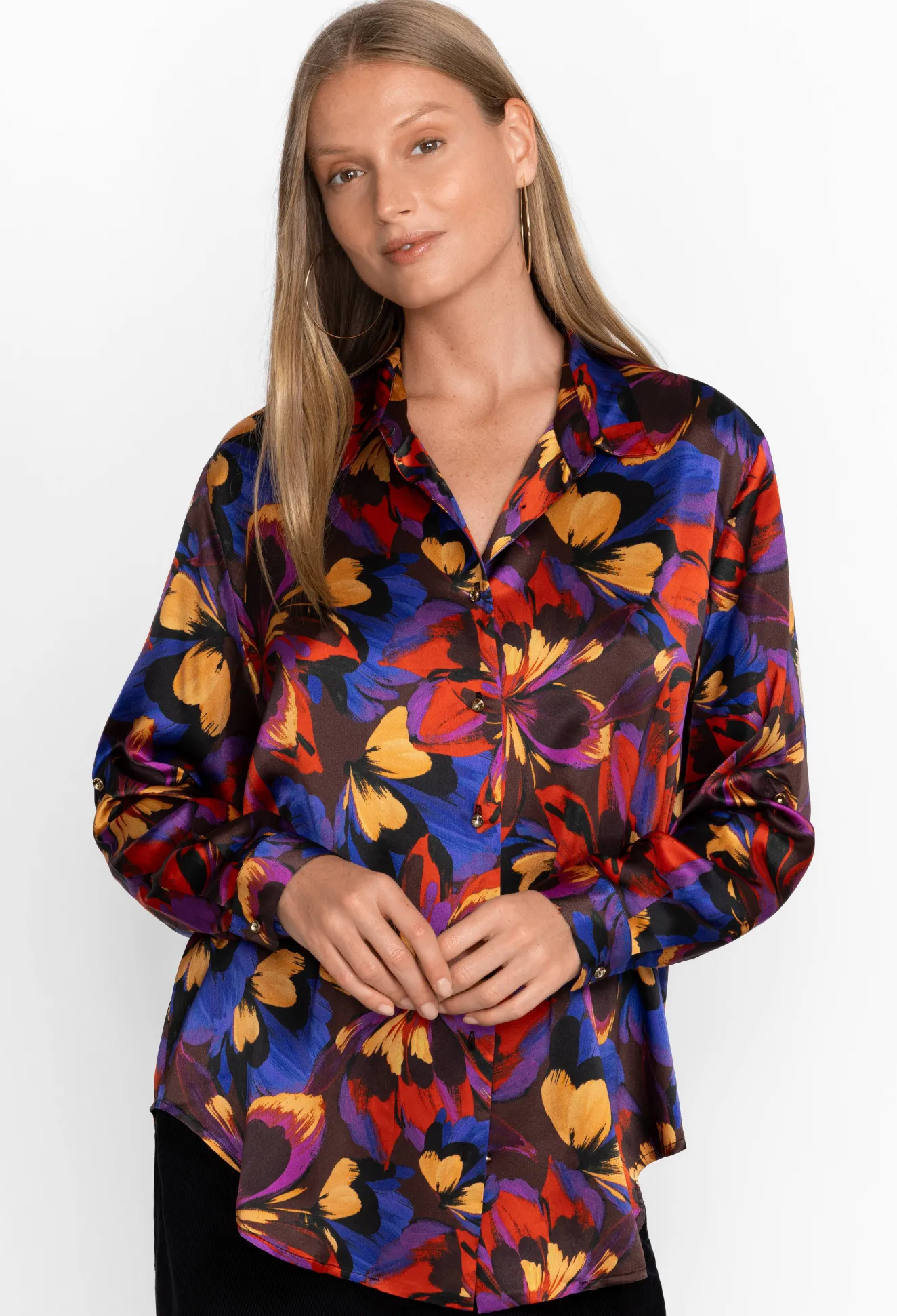 Women Johnny Was Eclipse Blooms Silk Shirt