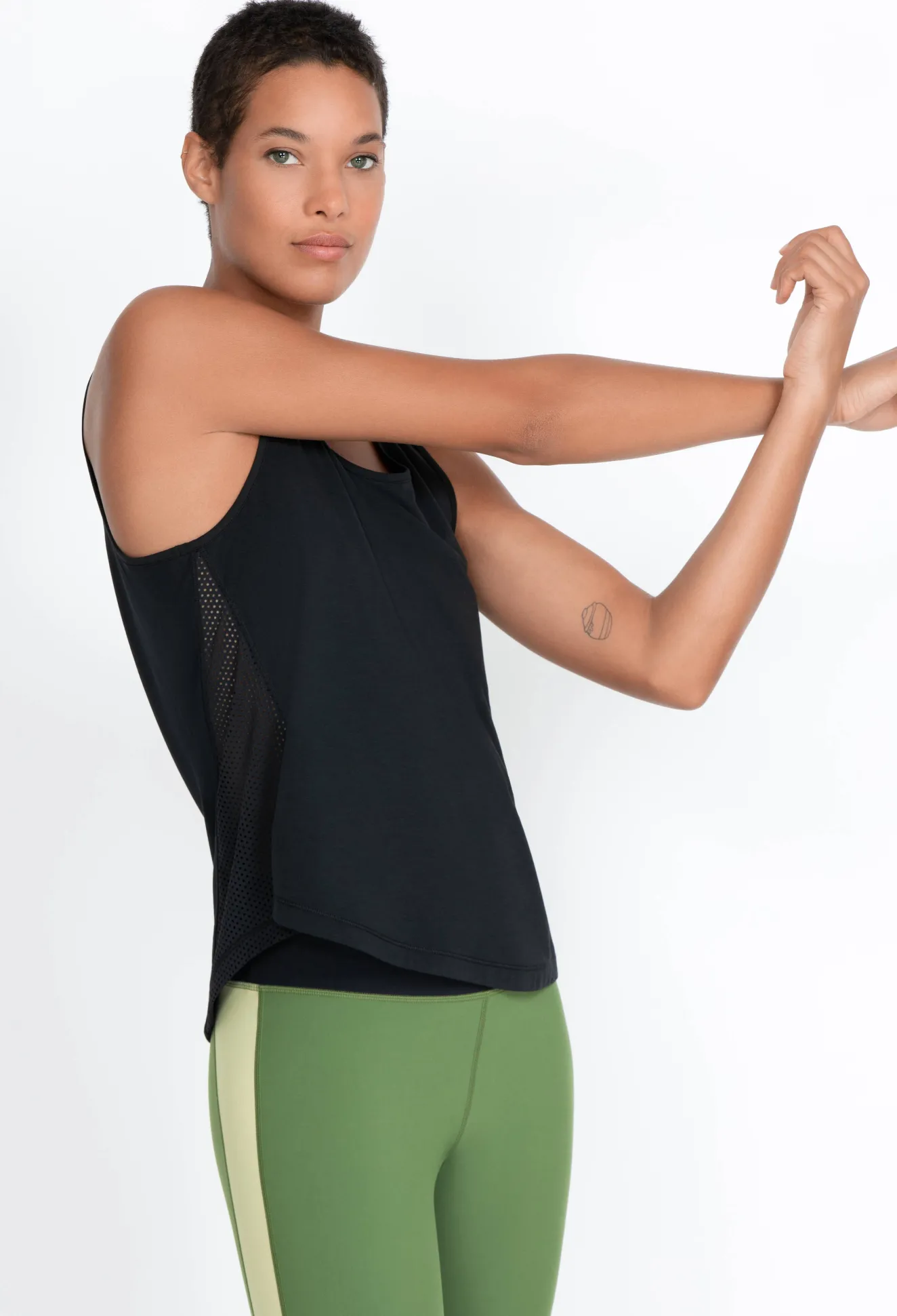 Women Johnny Was Effect Mesh Contrast Tank