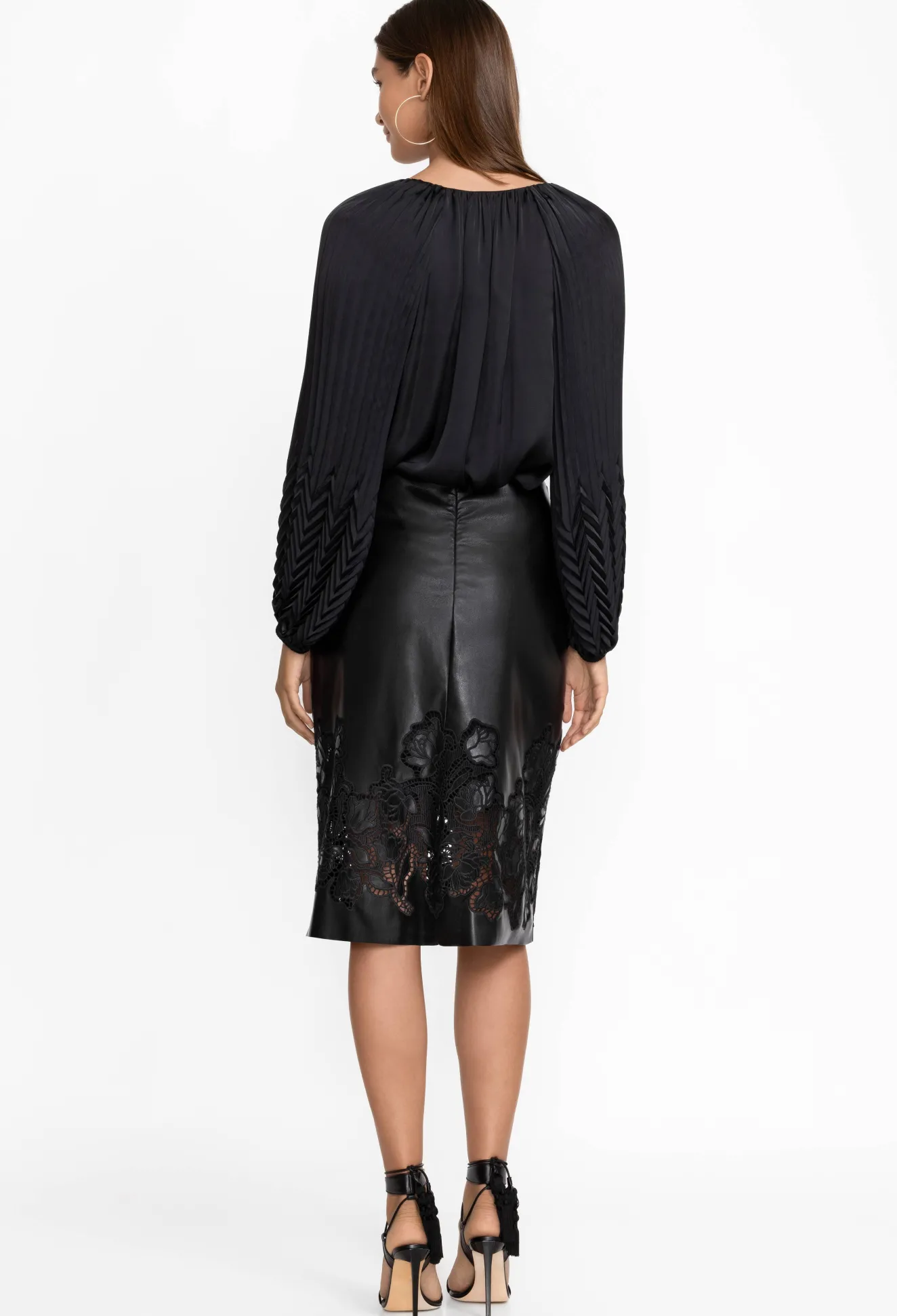 Women Johnny Was Enid Vegan Leather Midi Skirt