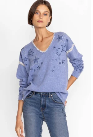 Women Johnny Was Estrella Cashmere Whipstitch Pullover