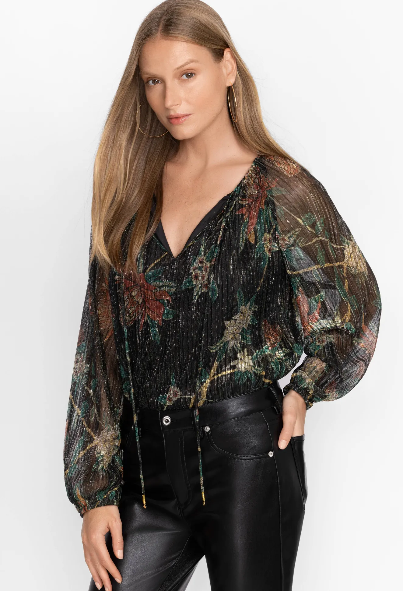 Women Johnny Was Evelina Metallic Blouse