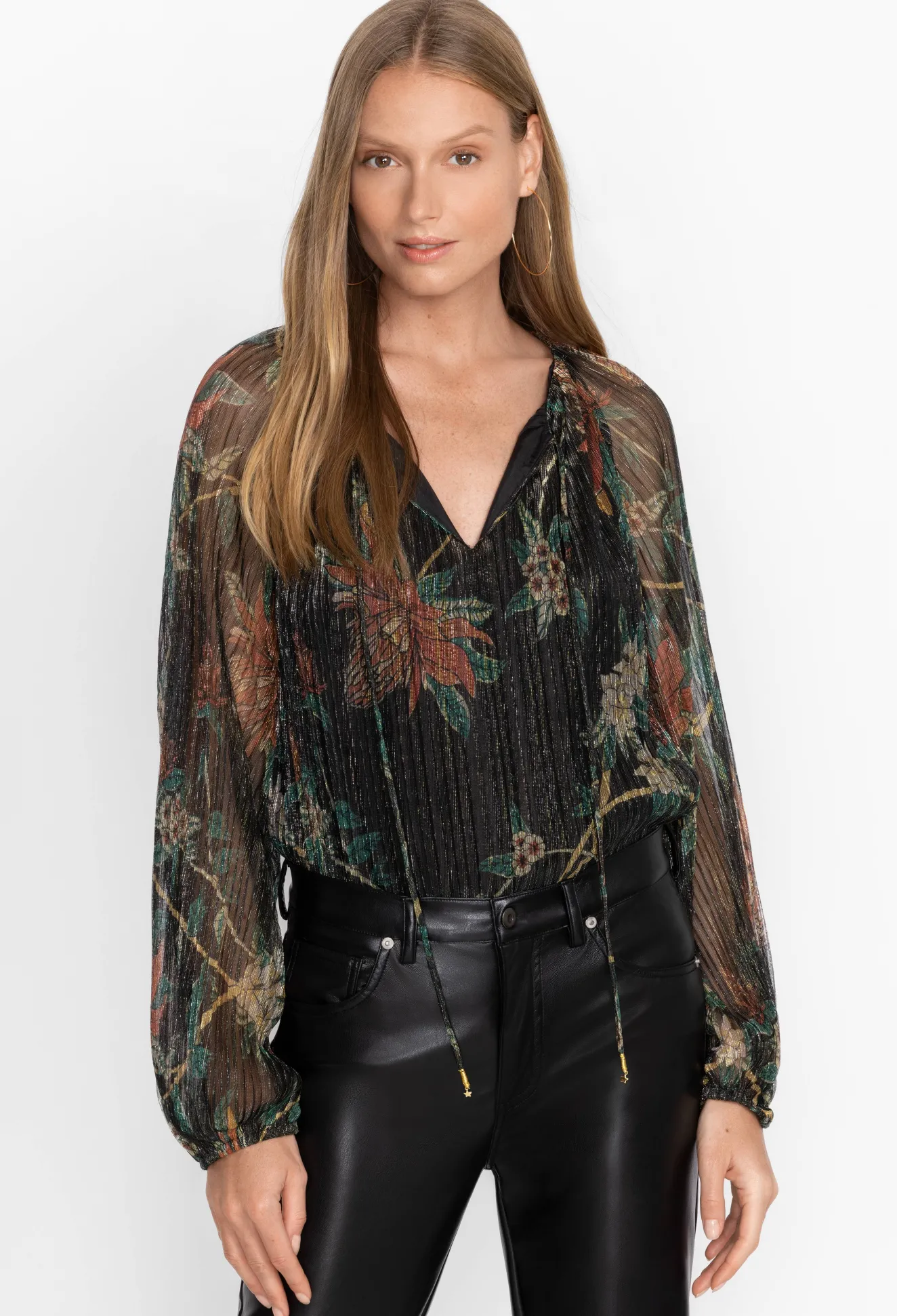 Women Johnny Was Evelina Metallic Blouse