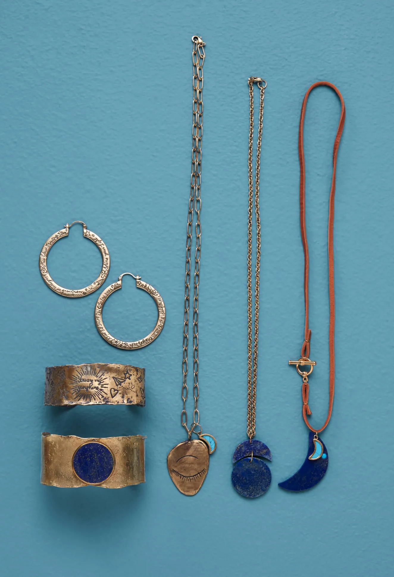 Women Johnny Was Evil Eye And Moon Charm Necklace