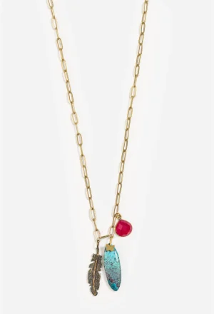 Women Johnny Was Feather Charm Necklace