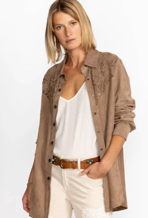 Women Johnny Was Fiore Suede Western Shacket