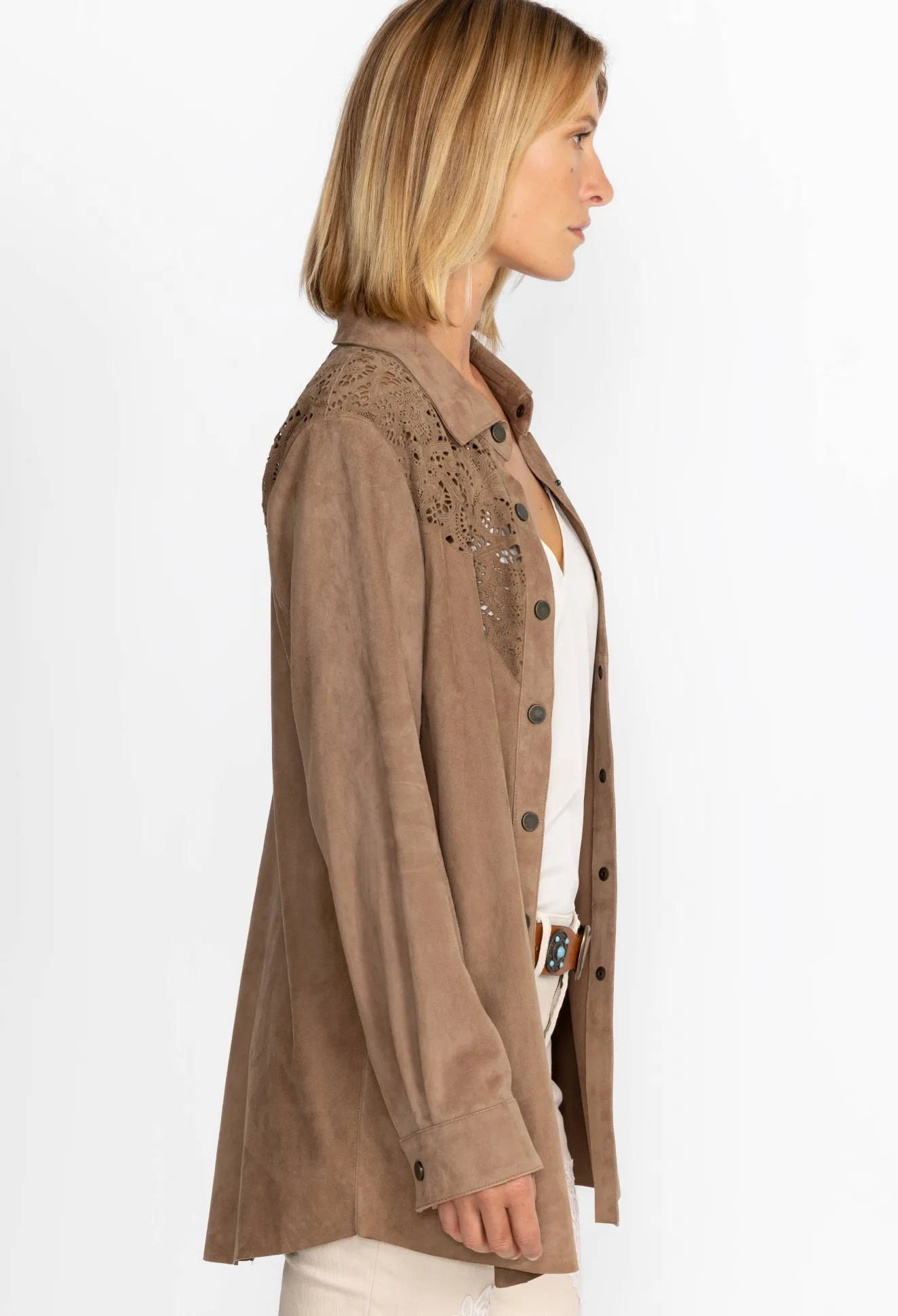 Women Johnny Was Fiore Suede Western Shacket