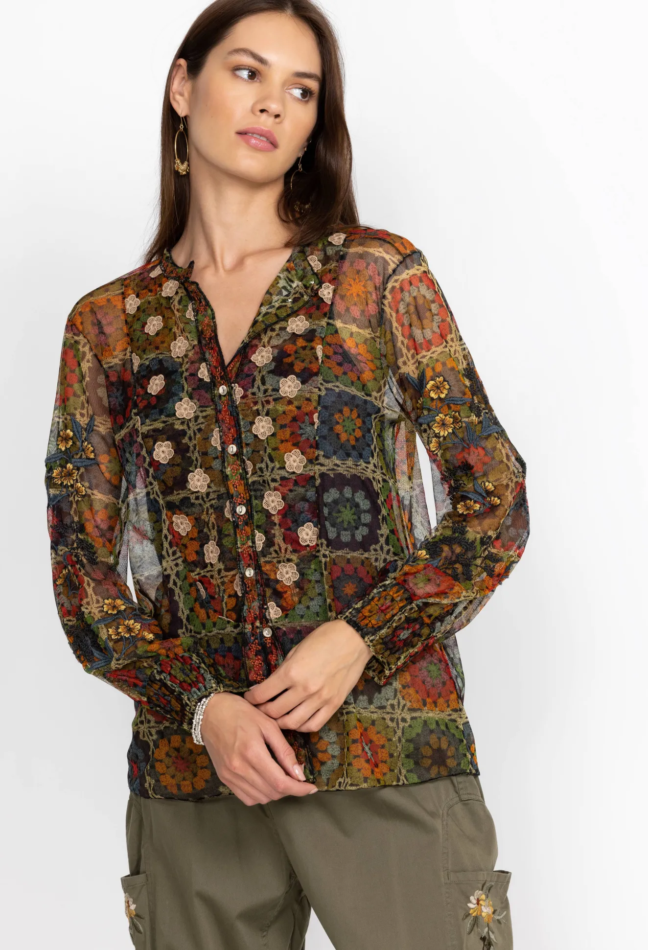 Women Johnny Was Flavie Mesh Blouse
