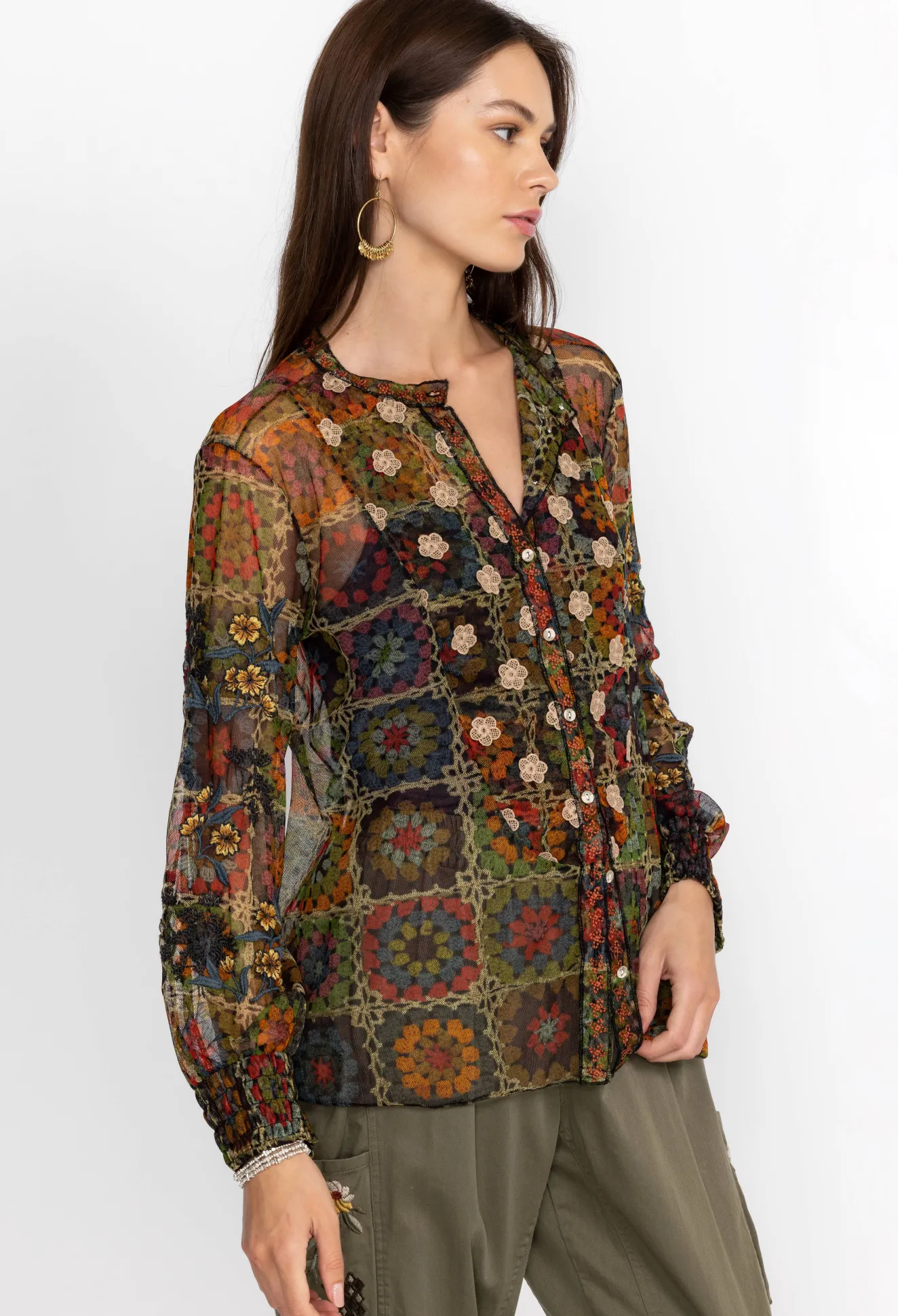 Women Johnny Was Flavie Mesh Blouse