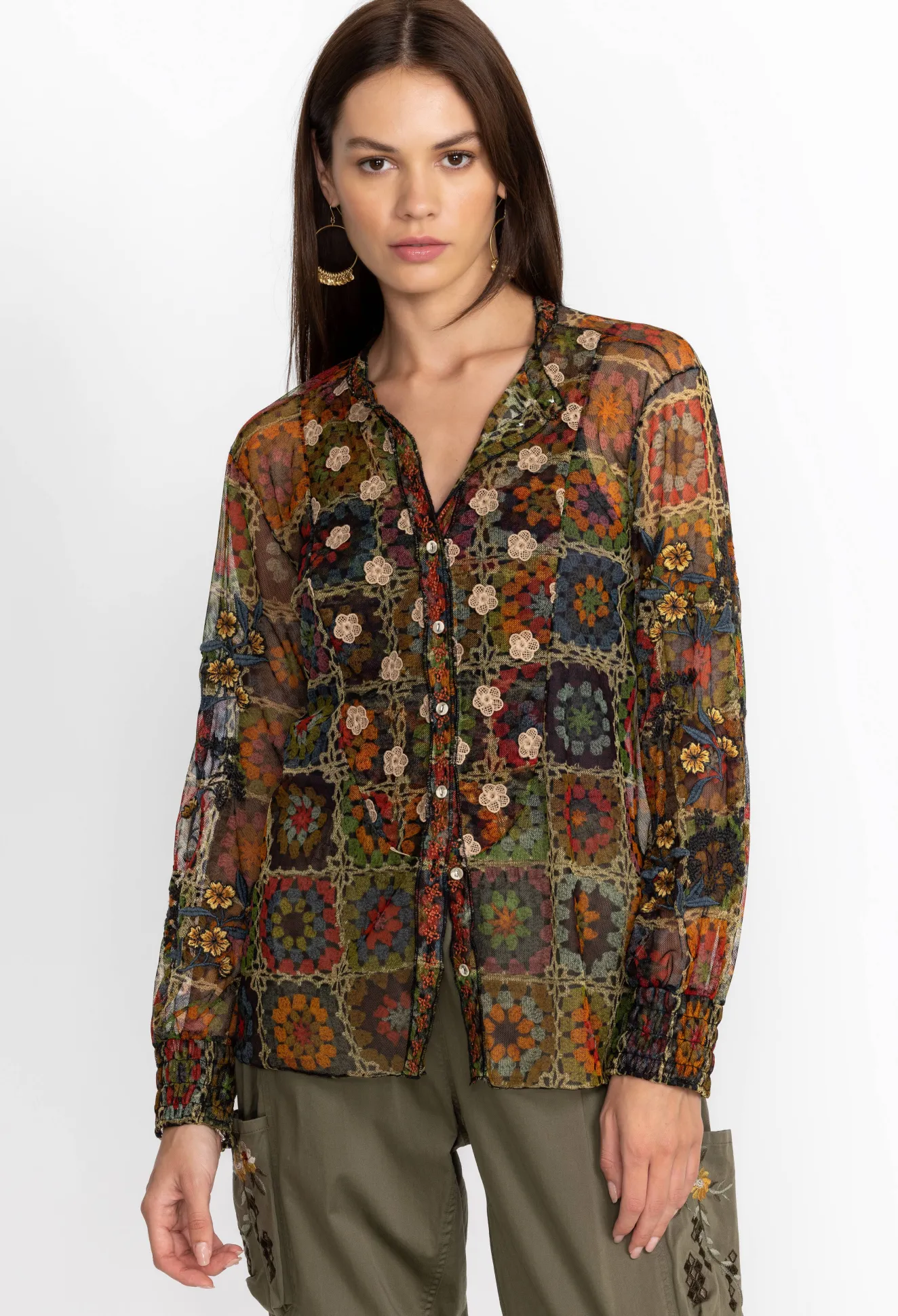 Women Johnny Was Flavie Mesh Blouse