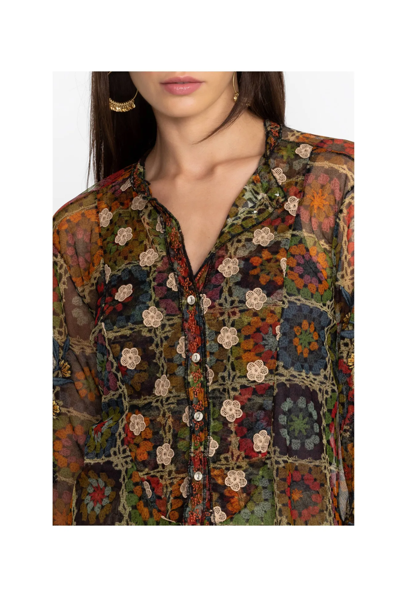 Women Johnny Was Flavie Mesh Blouse