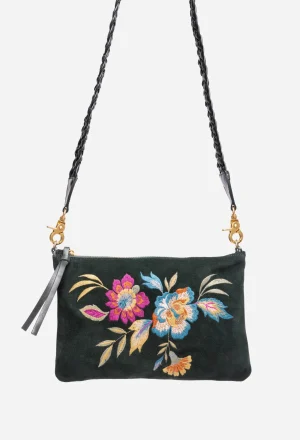 Women Johnny Was Floreale Italian Suede Clutch Crossbody