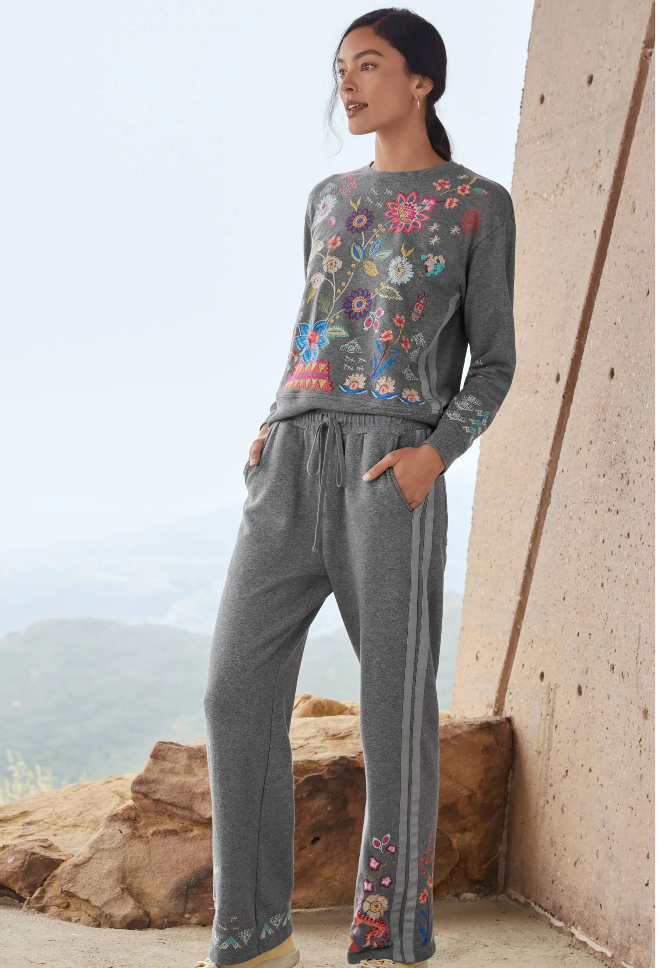 Women Johnny Was Griffin Wide Leg Ribbon Pant