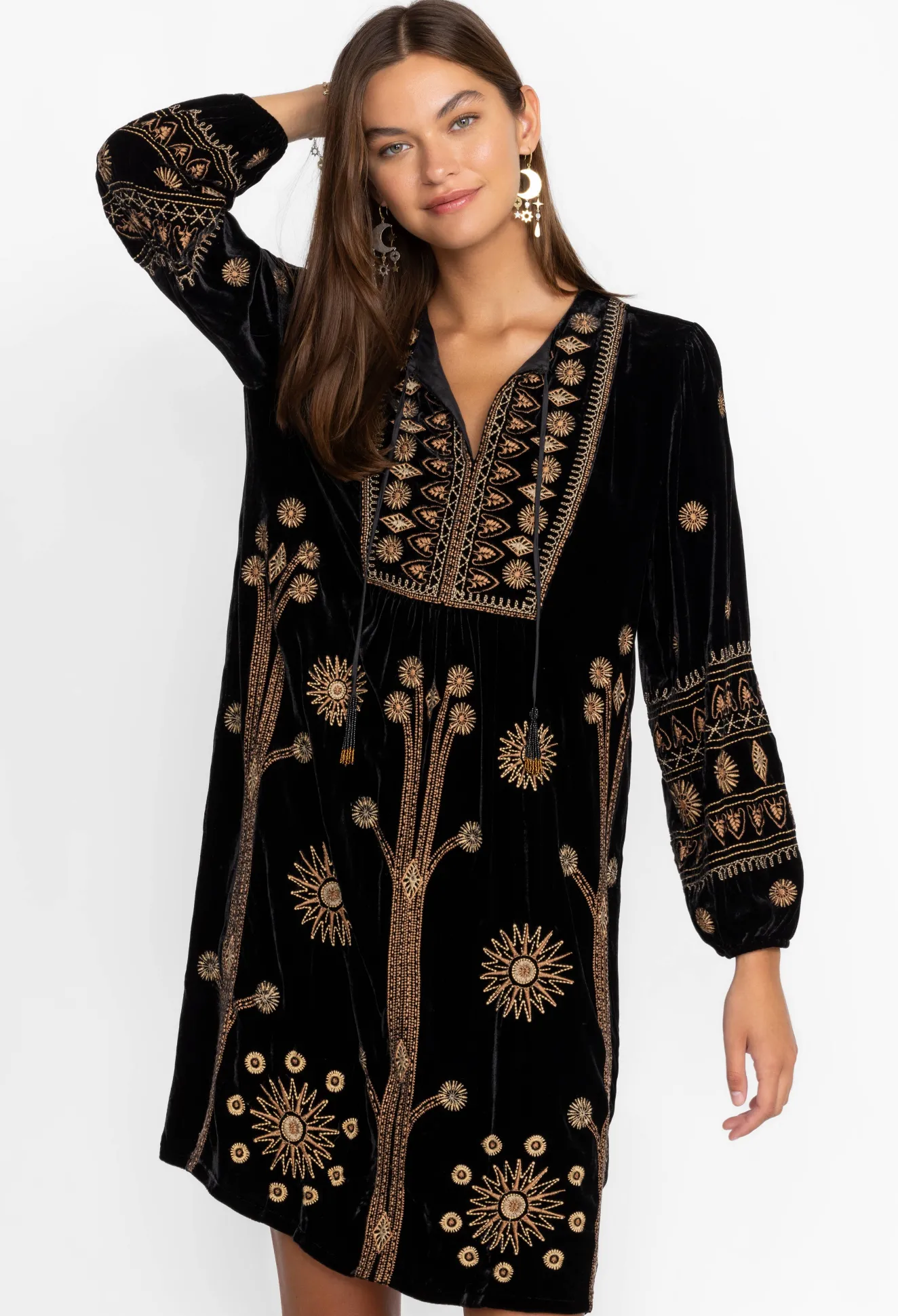 Women Johnny Was Heidi Velvet Yoke Dress