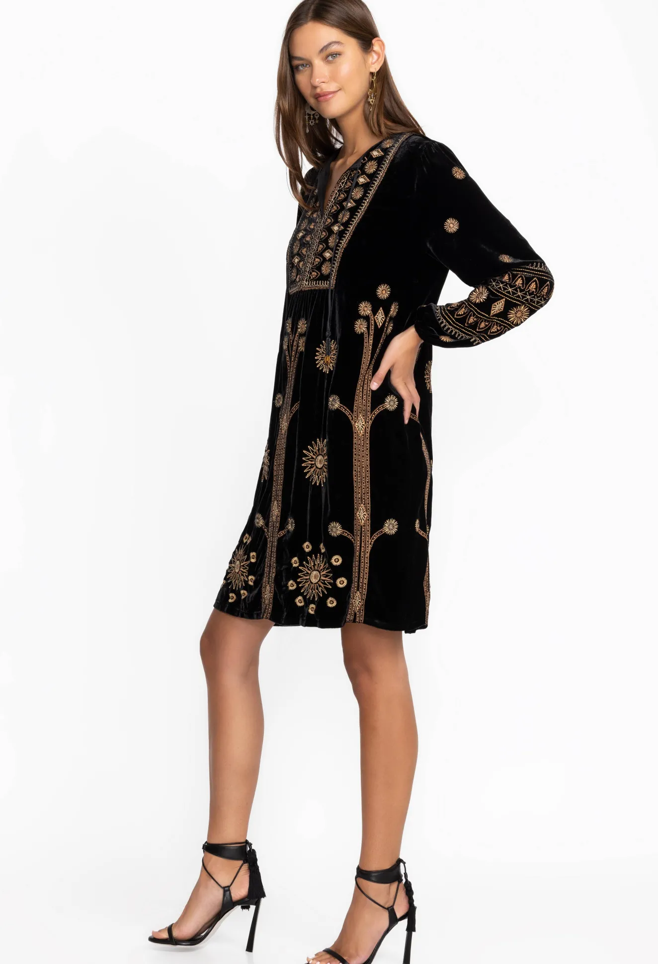 Women Johnny Was Heidi Velvet Yoke Dress