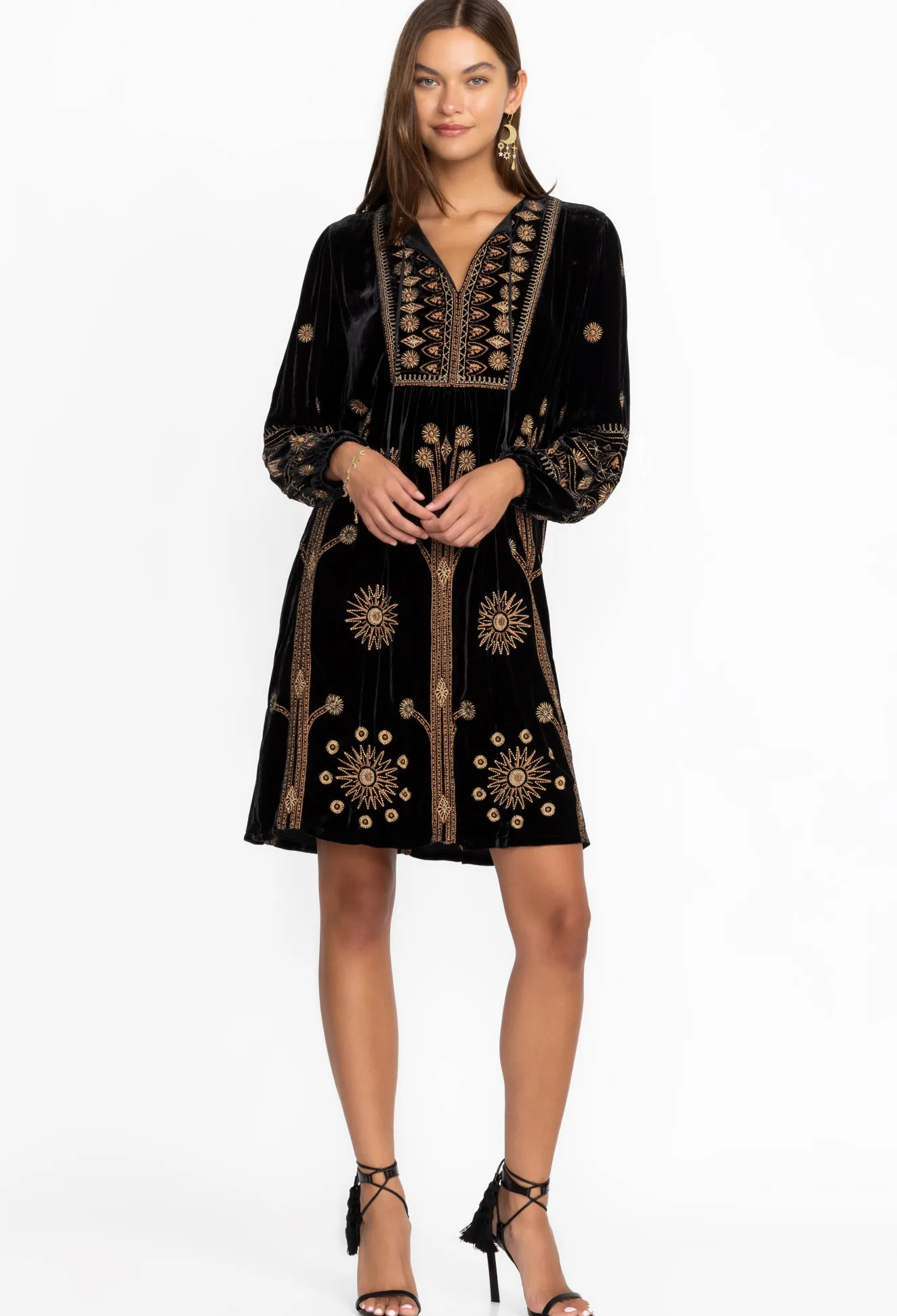 Women Johnny Was Heidi Velvet Yoke Dress