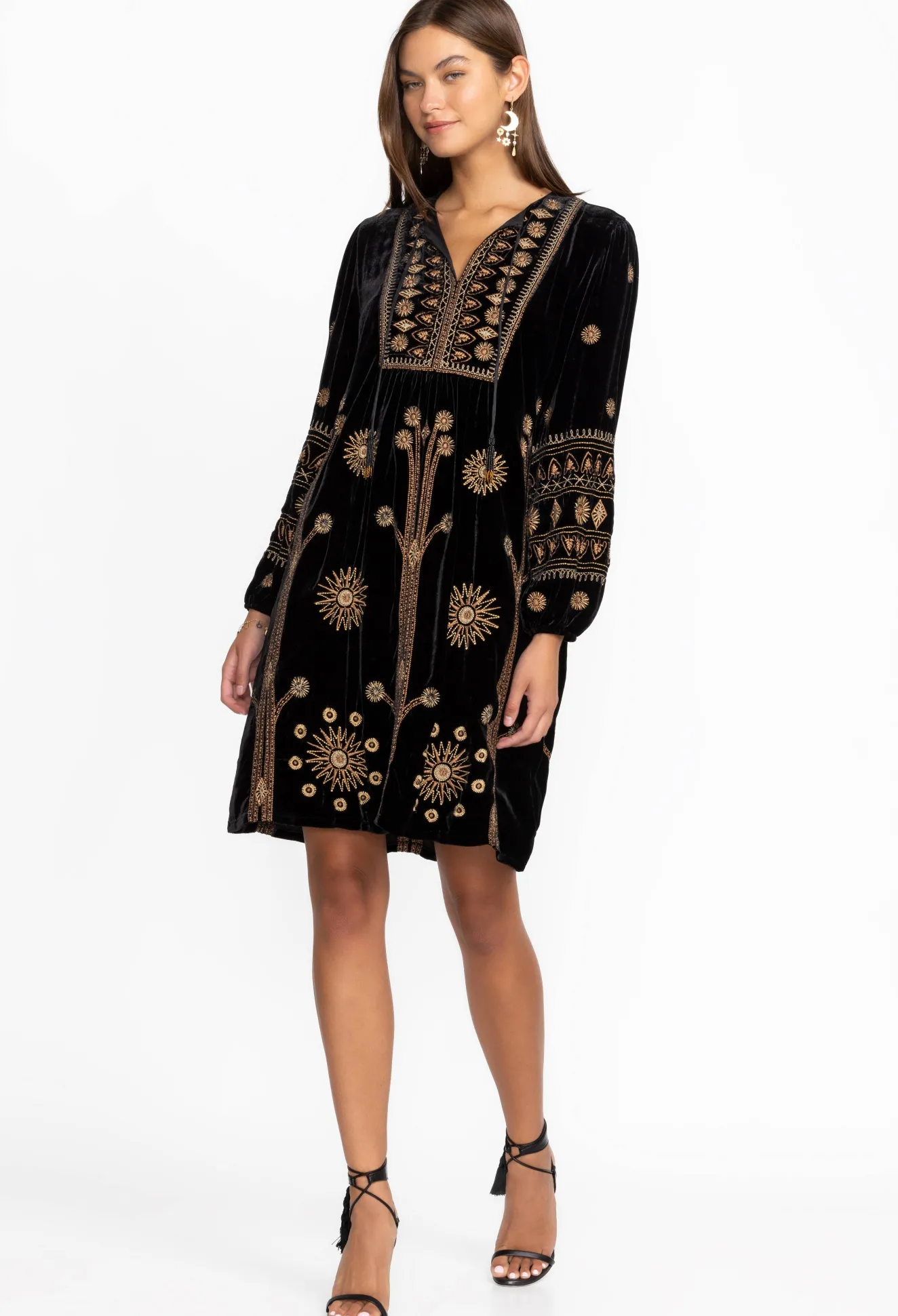 Women Johnny Was Heidi Velvet Yoke Dress