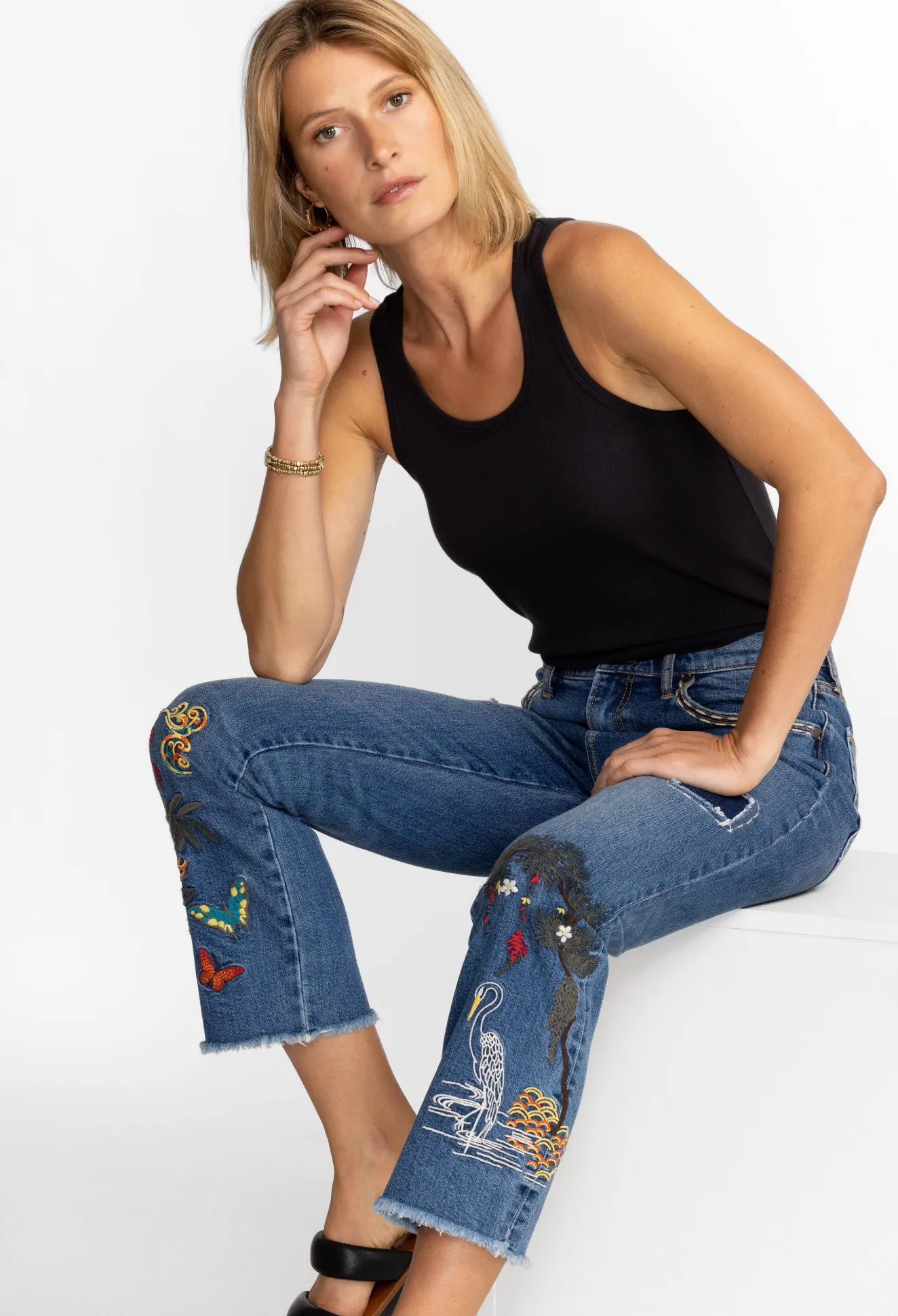 Women Johnny Was Heron Cropped Baby Boot Jean