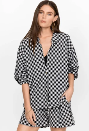 Women Johnny Was High Low Button Shirt