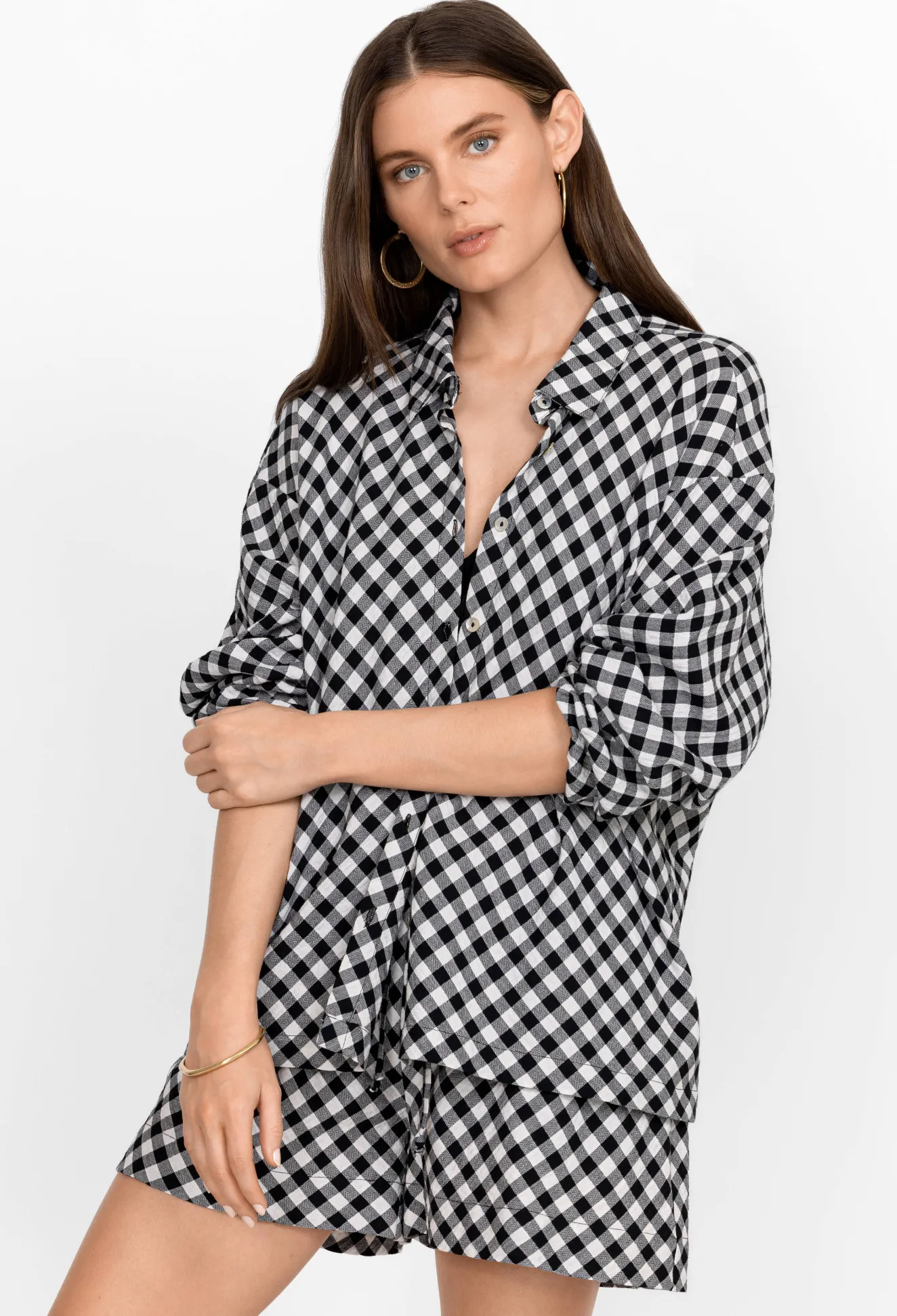 Women Johnny Was High Low Button Shirt