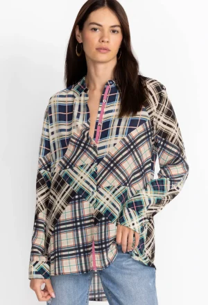 Women Johnny Was Idora Patchwork Button Down Shirt