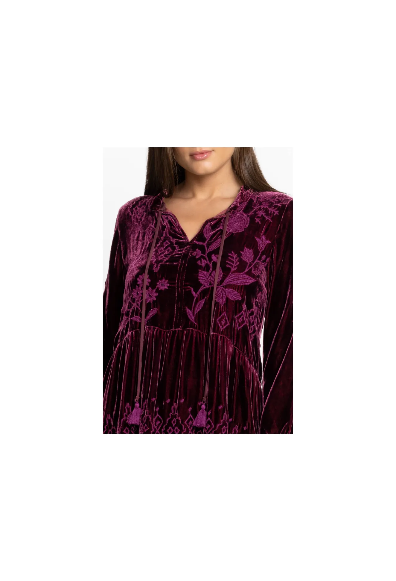 Women Johnny Was Ivey Velvet Field Tiered Dress