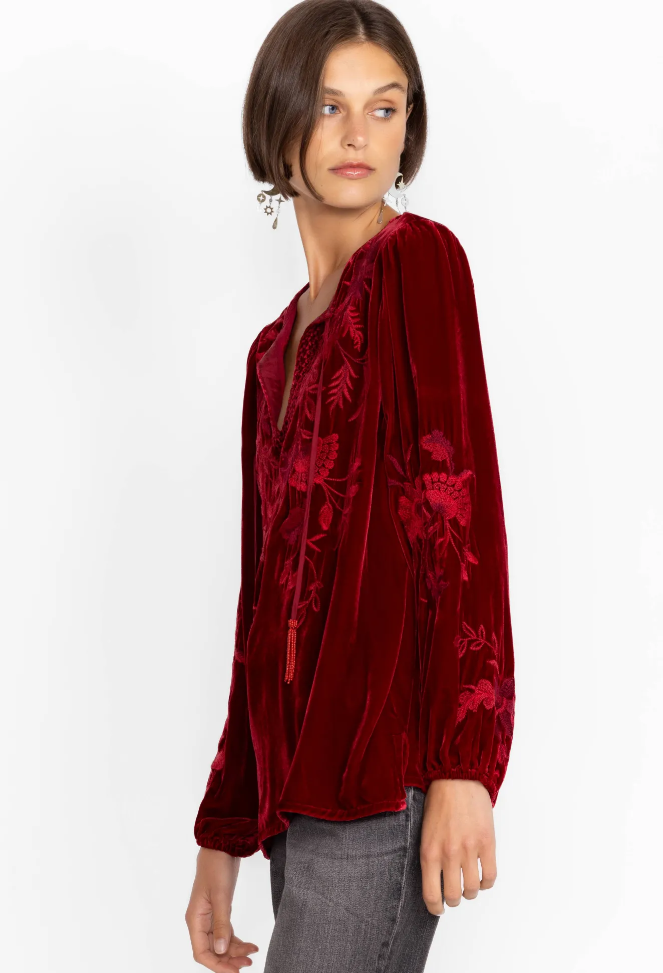 Women Johnny Was Junie Velvet Relaxed Blouse