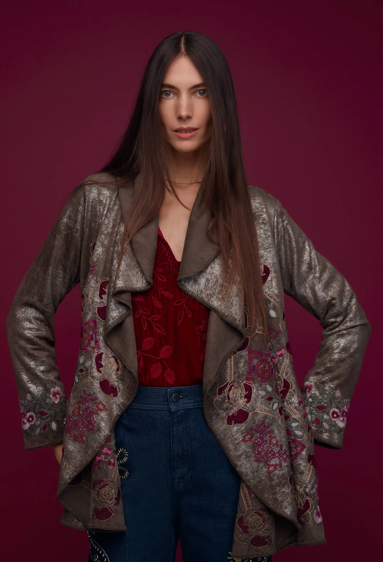 Women Johnny Was Junie Velvet Relaxed Blouse