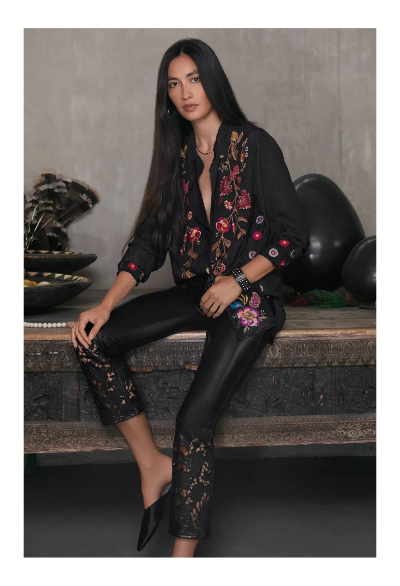 Women Johnny Was Lilith High Slit Tunic