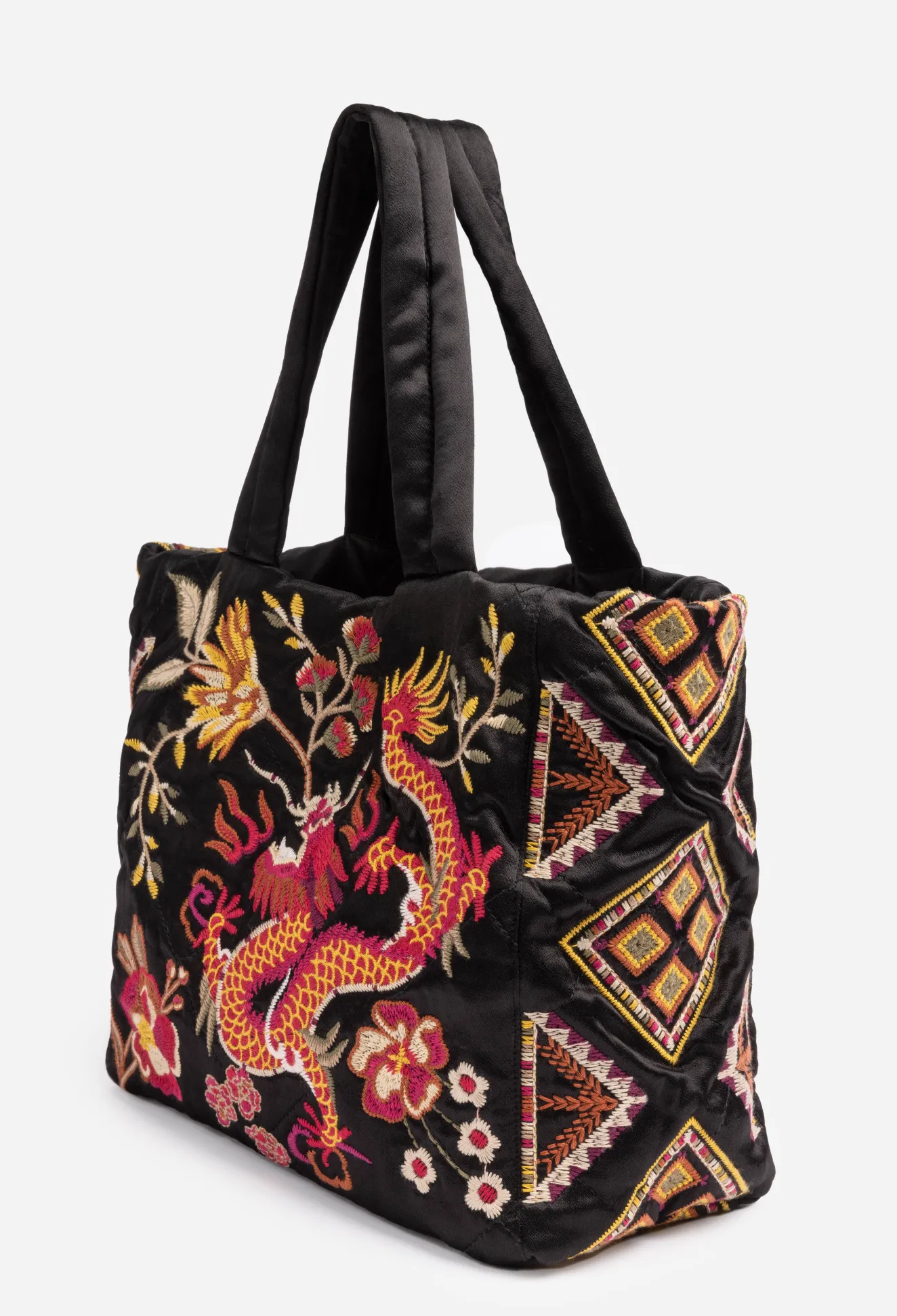 Women Johnny Was Lilith Quilted Satin Tote