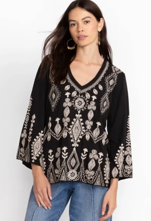 Women Johnny Was Liona V-Neck Kimono Sleeve Tee
